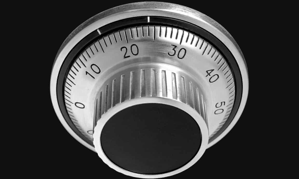 A numerical combination safe dial. Should scientific discussions be kept secret?