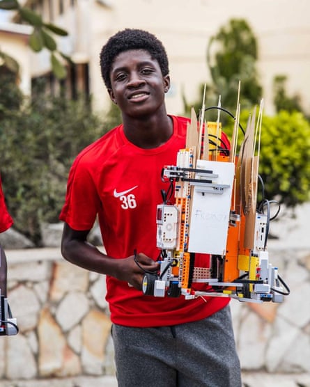 Caleb Yirenkyi pictured with one of his projects while playing at Right to Dream academy.