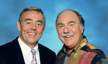 Ian St John, left, and Jimmy Greaves in ITV’s Saint and Greavsie. St John carried the double act, Ernie Wise to Greavsie’s Eric Morecambe, supplying the straight, factual information while the naturally witty Greaves bounced out the punchlines.