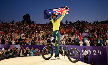 Australia’s Saya Sakakibara celebrates her gold in the women’s final