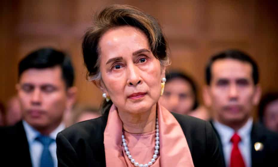 Aung San Suu Kyi attending the start of a three-day hearing on the Rohingya genocide case before the UN International Court of Justice in The Hague. 