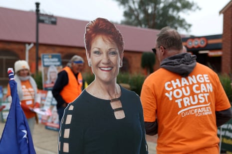 A cardboard cutout of Pauline Hanson in Farrer