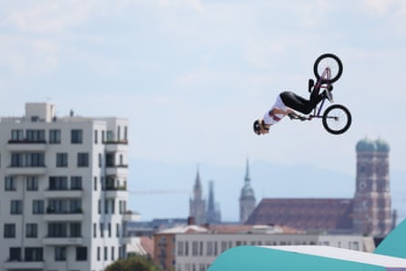 Charlotte Worthington warms up ahead of the Women’s Park Final during the cycling BMX Freestyle competition on day 2 of the European Championships in Munich in 2022