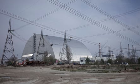 The New Safe Confinement structure over the sarcophagus covering the damaged fourth reactor at the Chernobyl nuclear power plant in 2017.