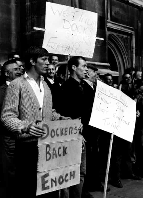 Dock workers outside the House of Commons in 1968.