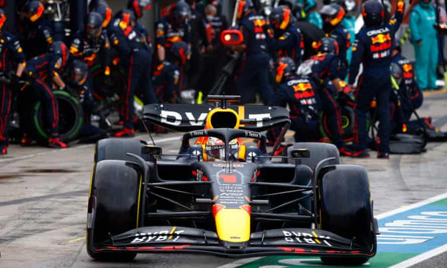 Max Verstappen in the pit lane.