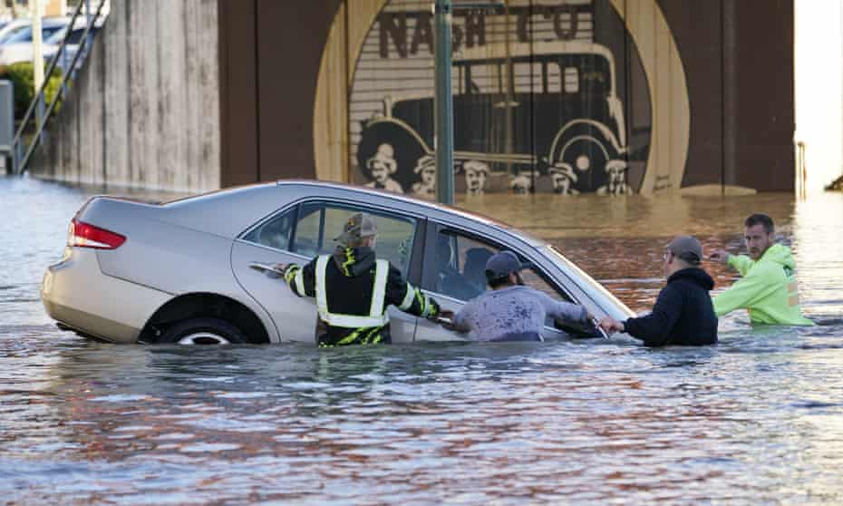 A car is submerged in Ferndale, Washington earlier this month.
