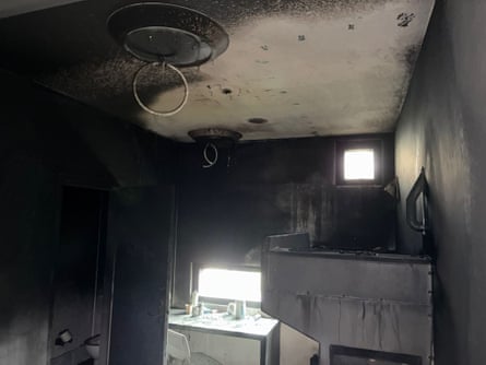 A charred room