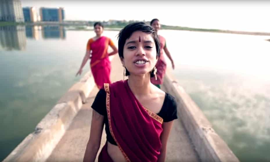 Sofia Ashraf in the Kodaikanal Won’t video, which parodies Anaconda by Nicki Minaj. 