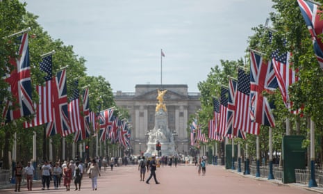 The Mall in London lined with American and union jack flags ahead of Donald Trump’s state visit.