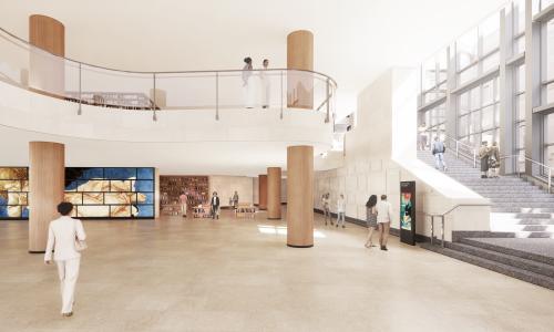 The curving glass balustrades, white walls and oak-clad pillars that won Annabelle Selldorf the Sainsbury Wing redesign