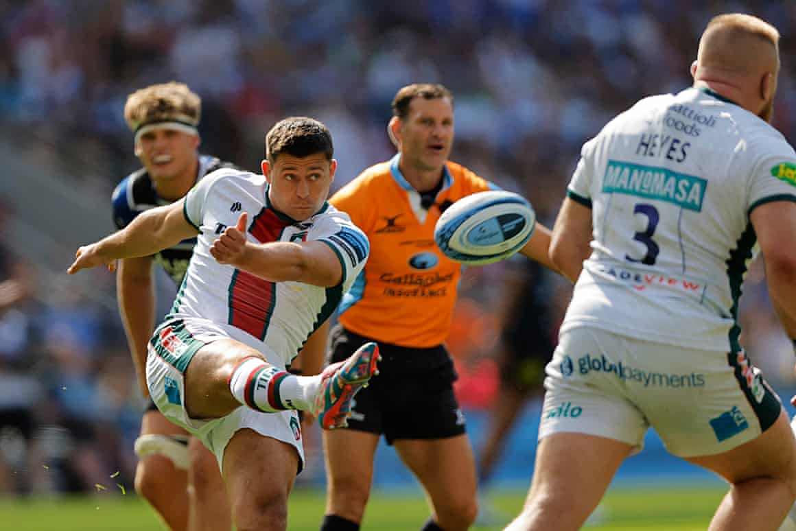 Ben Youngs kicks the ball during his farewell match