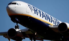 A Ryanair Boeing 737 aircraft takes off