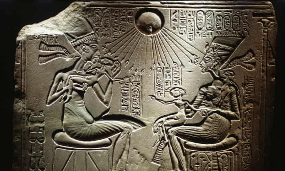 Akhenaten and Nefertiti with their children.