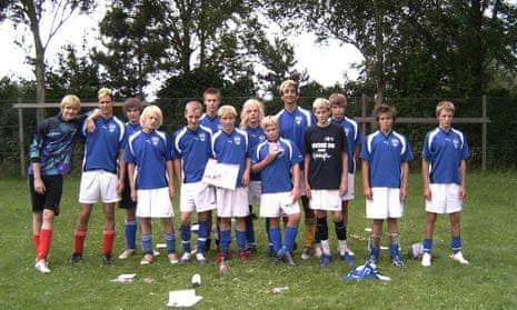 A 14-year-old Christian Eriksen, seventh left, with his team-mates in the Lillebælt school team at the Ekstra Bladets school football tournament in 2006.