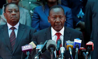 Kenya’s interior minister Joseph Nkaissery addresses a news conference on the closing down of Dadaab.