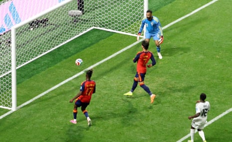 Spain’s Ferran Torres scores their fifth – or does he?