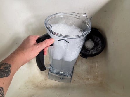 Vitamix 5200 blender being washed in a sink