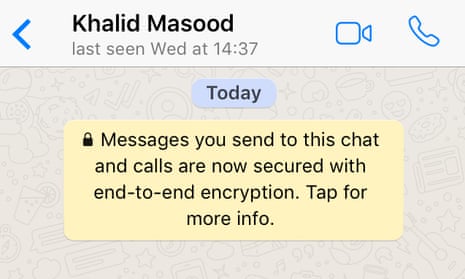Screengrab from Masood's WhatsApp account