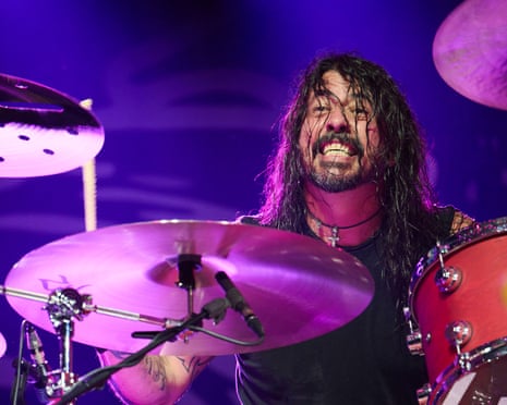 Dave Grohl performing on drums at the Taylor Hawkins Tribute Concert