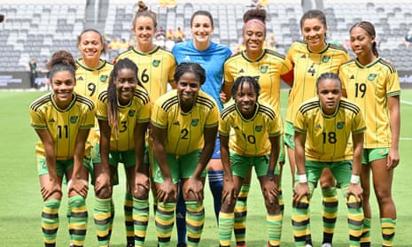 Jamaica’s players pictured before playing the Czech Republic in February.