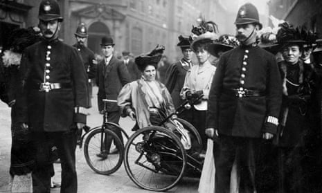 ‘The cripple suffragette’ … Rosa May Billinghurst, c 1908-14, on her adapted tricycle.