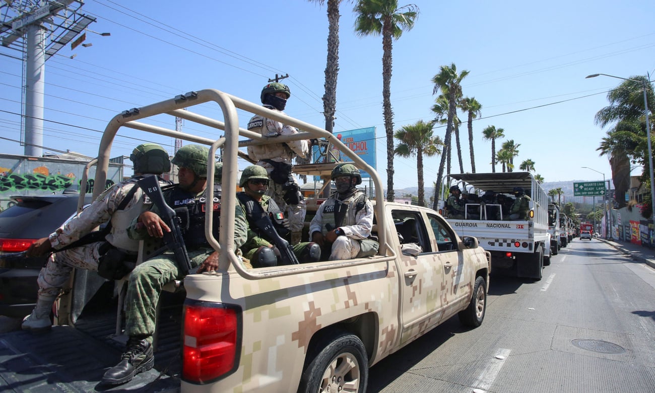 Mexico’s defense secretary deployed the national guard to reinforce a security operation to curb violence in Tijuana. Photograph: Jorge Dueñes/Reuters