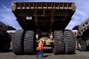 Giant mining trucks at Kalgoorlie
