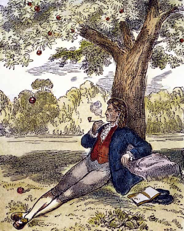 Newton and his apocryphal apple tree.