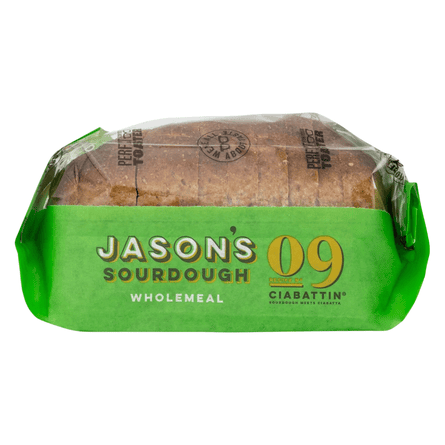 Jason’s Sourdough Wholemeal Ciabattin, 580g bag.