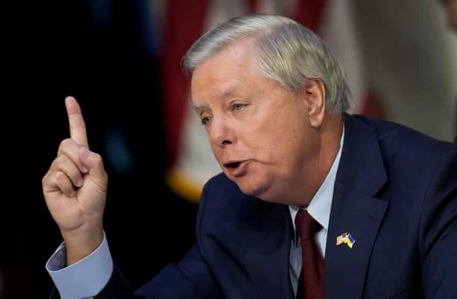 Senator Lindsey Graham questions supreme court nominee Judge Ketanji Brown Jackson during her confirmation on Wednesday.