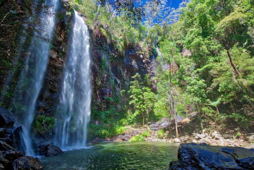 Waterfall known as Twin Falls in Springbrook National Park,Queensland,Australia