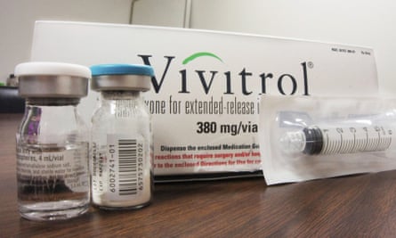A pack of Vivitrol (naltrexone) at an addiction treatment center in Joliet, Illinois.