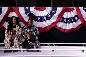 Washington, DC Supporters sit in the bleachers as people leave an election night campaign watch party for Kamala Harris after it was announced that she would not speak, on the campus of Howard university