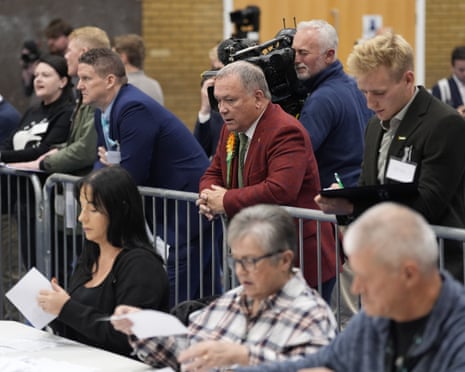 Plaid Cymru’s Lindsay Whittle looking on during the byelection count
