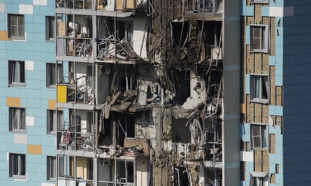 A damaged residential building