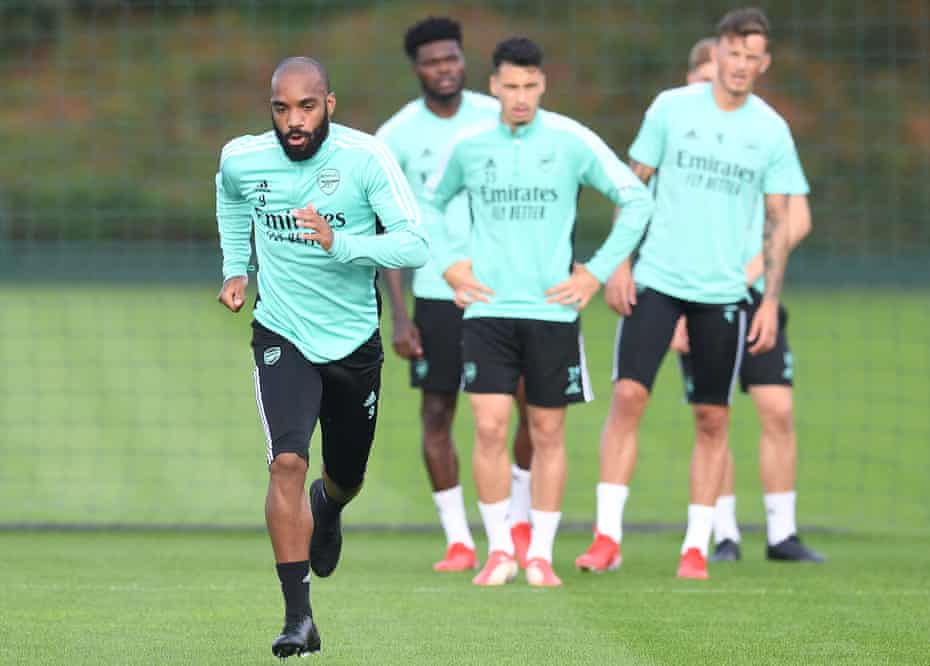 Arsenal players in training on Thursday.