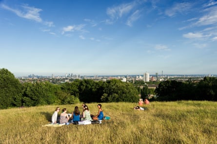 View from Parliament Hill on Hampstead Heath, London.