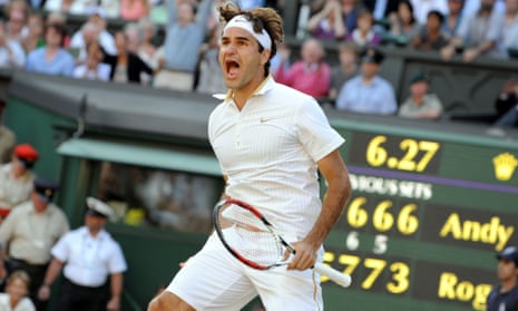 Roger Federer of Switzerland celebrates his victory over Andy Roddick in the 2009 Wimbledon final. Roddick paid tribute to Federer on Thursday