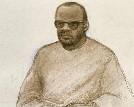 An artist's impression of Simon Levy in court