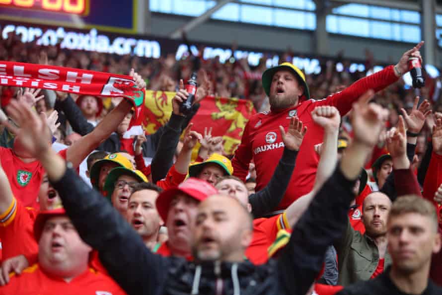 The Welsh fans are in fine voice.