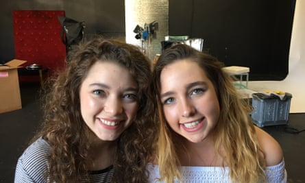 December Ensminger, left, from Arkansas, and Brooke Alyse, from Australia, have signed up to a social media camp in Los Angeles.