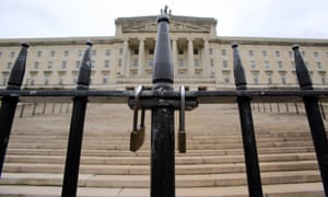 Padlocks on gates at Stormont Parliament Buildings, Belfast, Northern Ireland.