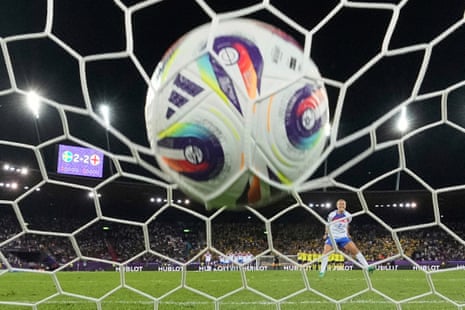 England’s Lucy Bronze scores a penalty past Sweden goalkeeper Jennifer Falk during the shootout after an epic comeback from two goals down.