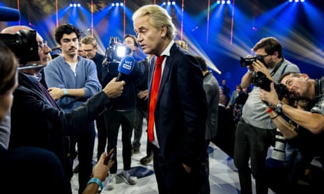 Party for Freedom (PVV) leader Geert Wilders during the EenVandaag election debate ‘The future of the Netherlands’ in Ahoy in Rotterdam