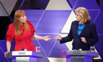 Labour’s Angela Rayner (left) and the Conservatives’ Penny Mordaunt in the BBC election debate.
