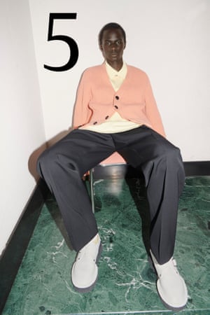 5. Cardigans Once the preserve of grandads and golfers, the cardigan saw its fashion stock rise in 2020 when Harry Styles wore JW Anderson’s patchwork creation and caused a TikTok sensation. It’s remained high ever since. Embrace the new crop of pastel, Argyle and bold styles and make it a focal point of your look. Jil Sander SS22