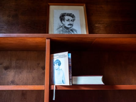 A drawing of Albert Einstein at the summer house near Berlin.