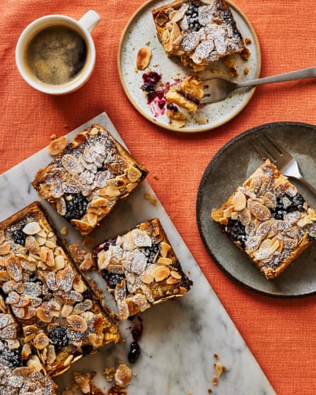 Thomasina Miers’ blackberry and almond slice.