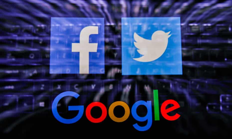 Facebook, Twitter and Google logos